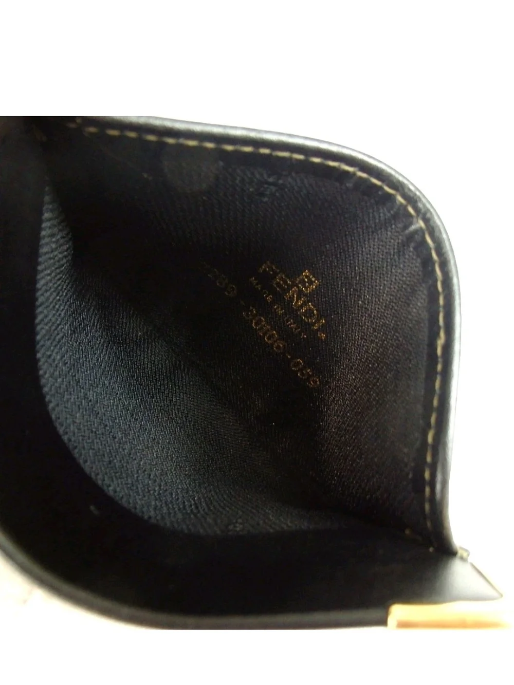 Fendi Men’s Brown & Black Card Holder with Gold-Tone Corners
